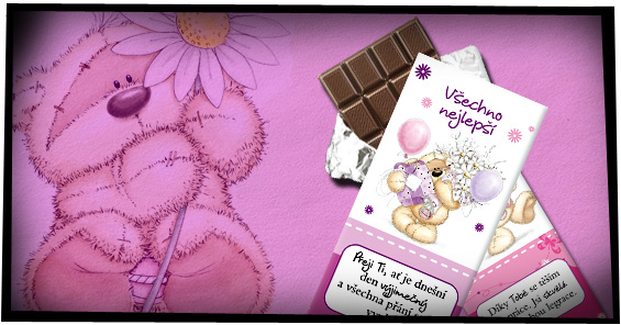 Nové belgické čokoládky s medvídkem Fizzy Moon a věnováním