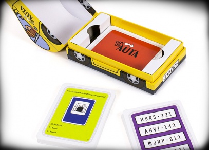 Hra do auta - Značky - 50 karet s kvízovými otázkami o značkách...